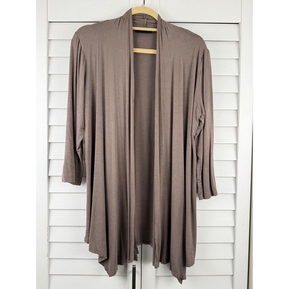 Urim Open Front Cardigan L Brown Draped Lightweight Jersey